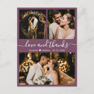 Elegantes Script Mauve Wedding Vielen Dank Postcar Postkarte