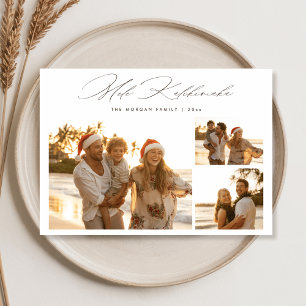 Elegantes Script Mele Kalikimaka 3 Foto Beach Feiertagskarte