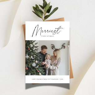 Elegantes Script Merriest Christmas Baby Fun Foto Feiertagskarte