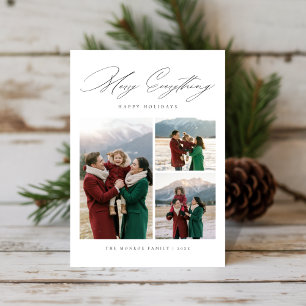 Elegantes Script Merry Alles 3 Foto Familie Feiertagskarte