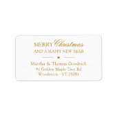 Elegantes Script Merry Christmas Gold Rücksendeadr Adressaufkleber (Vorne)