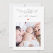 Elegantes Script Minimal 2 Foto Babydusche Dankeskarte (Rückseite)