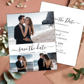 Elegantes Script Minimal 3 Foto Collage Wedding Save The Date