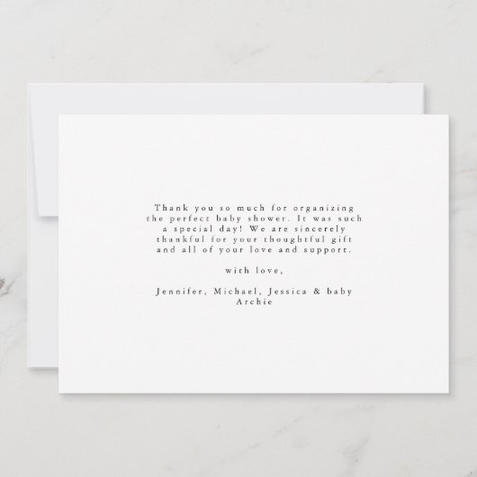 Elegantes Script Minimal 3 Foto Danke New Baby Ankündigung (Rückseite)