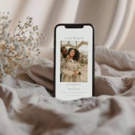 Elegantes Script Minimal Foto Hochzeit Save The Date