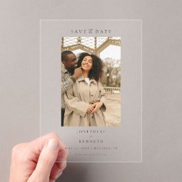 Elegantes Script-Minimal-Foto Hochzeit Speichern S Acryleinladungen