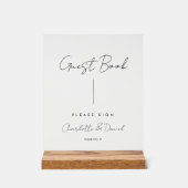 Elegantes Script, Minimal, Herz, Gästebuch Acrylschild (Vorderseite)