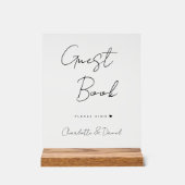 Elegantes Script, Minimal, Hochzeitsbuch Acrylschild (Vorderseite)