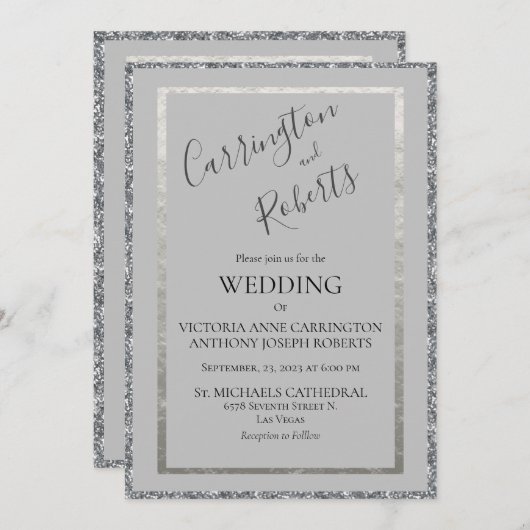 Elegantes Script Minimal Modernes Einfaches Hochze Einladung (Vorne/Hinten)