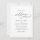 Elegantes Script Minimal Schwarz und Weiß Hochzeit Einladung (Vorderseite)