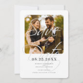 Elegantes Script Minimal Wedding Foto Save The Date (Vorderseite)