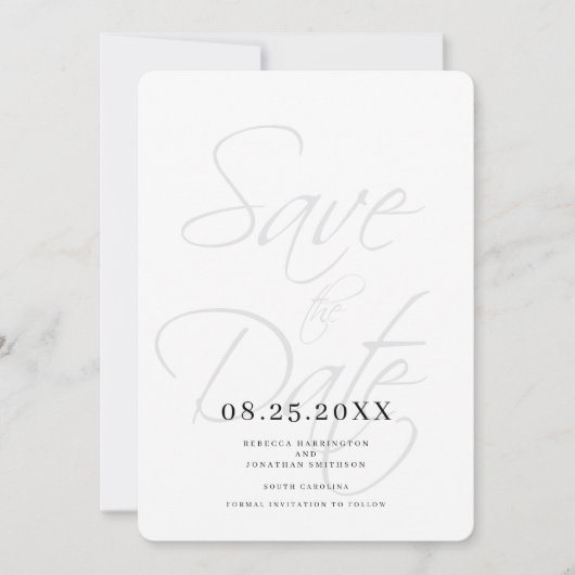 Elegantes Script Minimal Wedding Foto Save The Date (Vorderseite)
