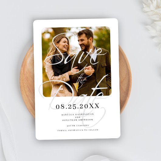 Elegantes Script Minimal Wedding Foto Save The Date