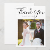 Elegantes Script Minimal Wedding Foto Vielen Dank Dankeskarte (Vorne/Hinten)