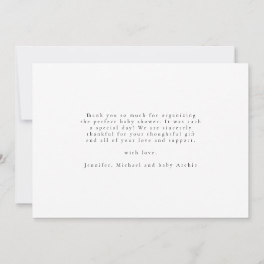 Elegantes Script Minimalistisch 3 Foto New Baby Dankeskarte (Rückseite)