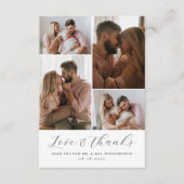 Elegantes Script Minimalistisch 4 Foto Collage Wed Dankeskarte (Vorderseite)
