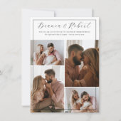 Elegantes Script Minimalistisch 5 Foto Collage Wed Einladung (Vorderseite)