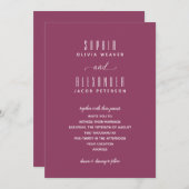 Elegantes Script Minimalistisch Berry Wedding Einl (Vorne/Hinten)