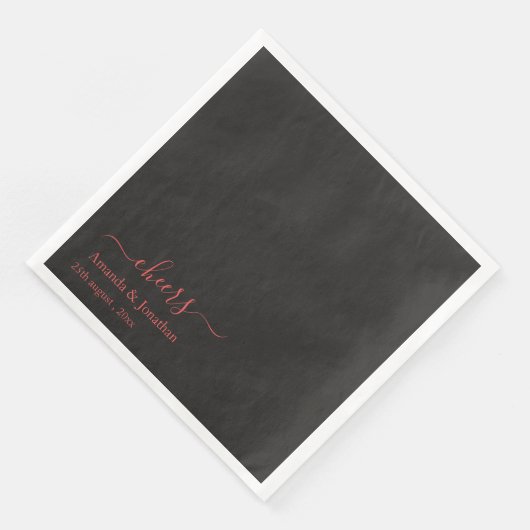 Elegantes Script Minimalistisch Cheers Wedding Serviette (Ecke)