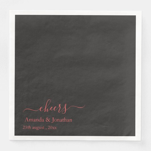 Elegantes Script Minimalistisch Cheers Wedding Serviette (Vorderseite)