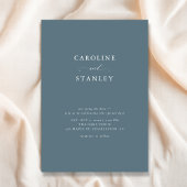 Elegantes Script Minimalistisch Dusty Blue Wedding Einladung