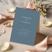Elegantes Script Minimalistisch Dusty Blue Wedding Einladung