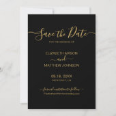 Elegantes Script Minimalistisch Gold und Black Wed Save The Date (Vorderseite)