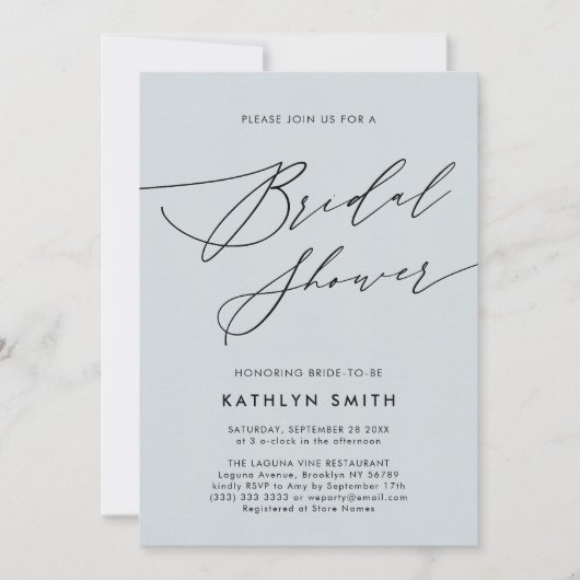 Elegantes Script Minimalistisch Modernes Brautpart Einladung (Vorderseite)