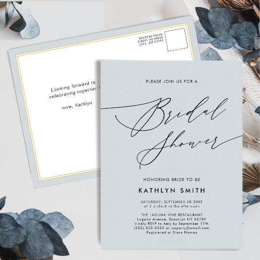 Elegantes Script Minimalistisch Modernes Brautpart Einladungspostkarte