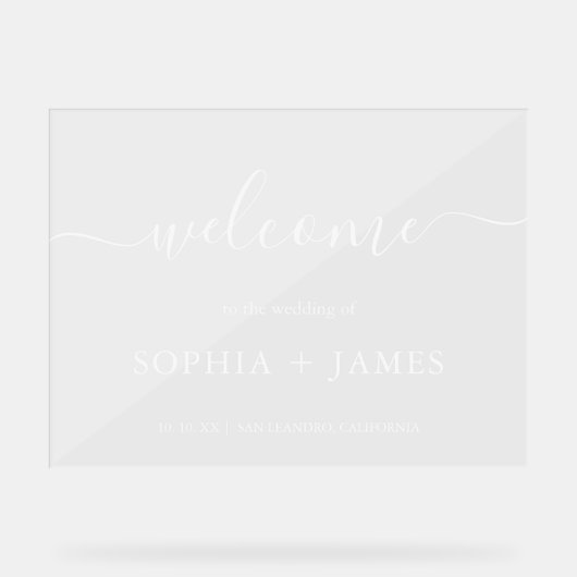 Elegantes Script Minimalistisch Wedding Acrylschild (Vorderseite)