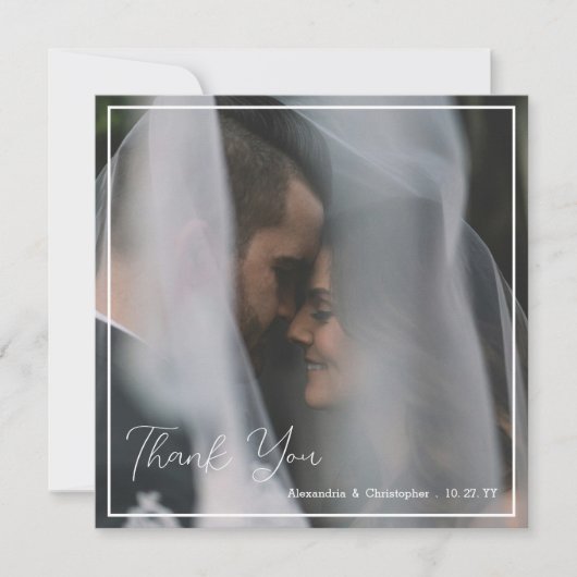 Elegantes Script Minimalistisch Wedding Dankeschön Dankeskarte (Vorderseite)