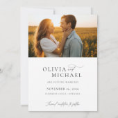 Elegantes Script Minimalistisch Wedding Foto Save The Date (Rückseite)