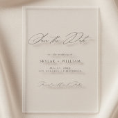 Elegantes Script Minimalistisch Wedding Save the D Acryleinladungen