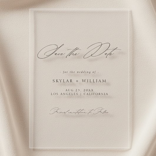 Elegantes Script Minimalistisch Wedding Save the D Acryleinladungen