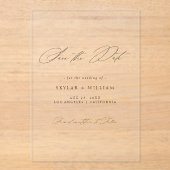 Elegantes Script Minimalistisch Wedding Save the D Acryleinladungen (Vorderseite)
