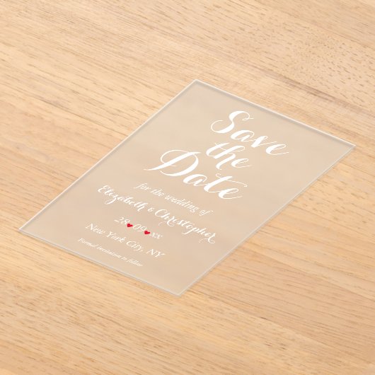 Elegantes Script Minimalistisch Wedding Save the D Acryleinladungen (Ablage )