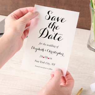 Elegantes Script Minimalistisch Wedding Save the D Pergament Einladungen