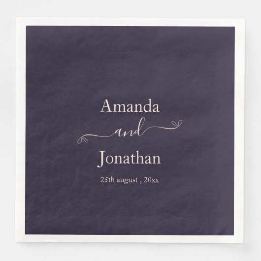 Elegantes Script Minimalistisch Wedding Serviette (Vorderseite)