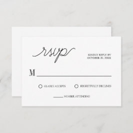 Elegantes Script Minimalistisch White Wedding RSVP Karte