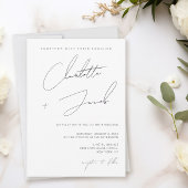 Elegantes Script Minimalistische Elfenbeinhochzeit Einladung
