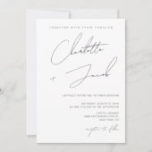 Elegantes Script Minimalistische Elfenbeinhochzeit Einladung (Vorderseite)
