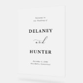 Elegantes Script Minimalistische Hochzeit Willkomm Acrylschild (Winkel)