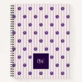 Elegantes Script Mit Monogramm Indigo Blume Doodle Notizblock (Vorderseite)