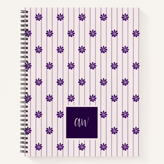 Elegantes Script Mit Monogramm Indigo Blume Doodle Notizblock (Vorderseite)