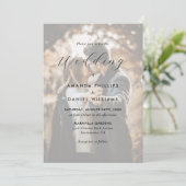 Elegantes Script Moderne 2-Foto Hochzeit Einladung (Stehend Vorderseite)