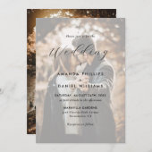 Elegantes Script Moderne 2-Foto Hochzeit Einladung (Vorne/Hinten)