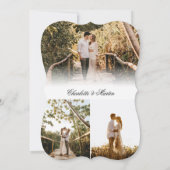 Elegantes Script Moderne 4-Foto Hochzeit Einladung (Rückseite)