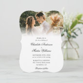 Elegantes Script Moderne 4-Foto Hochzeit Einladung (Stehend Vorderseite)