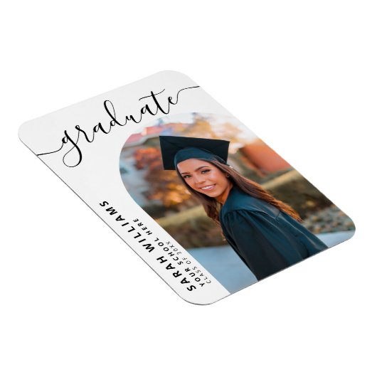 Elegantes Script Moderne Ankündigung von Abschlüss Magnet (Rechte Seite)