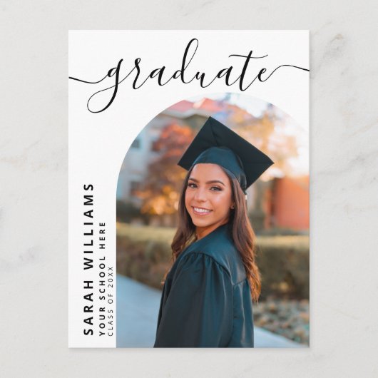 Elegantes Script Moderne Ankündigung von Abschlüss Postkarte (Vorderseite)